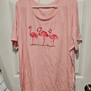 Catherines Pink Short Sleeve Tee with Flamingo Graphic